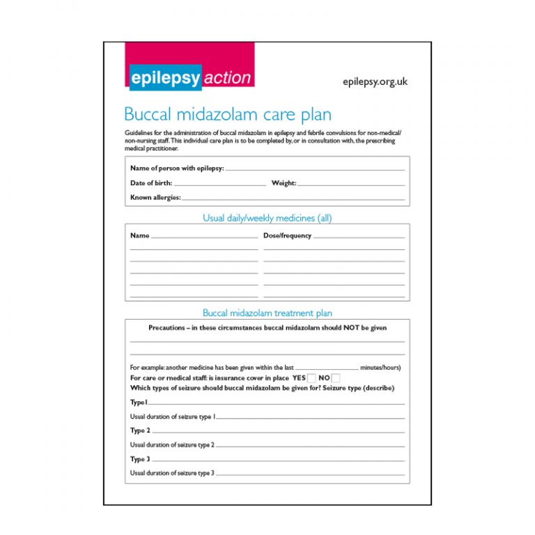 Rectal Diazepam Care Plan sheet - Epilepsy Action