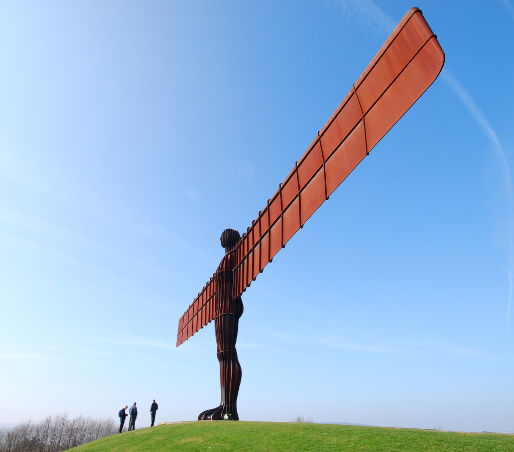 A side view of The Angel of the North