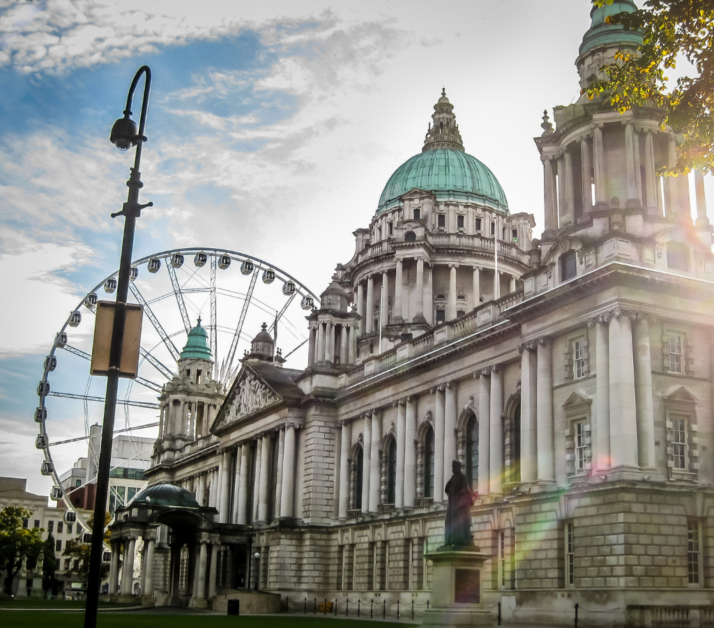 A street view of Belfast City Hall