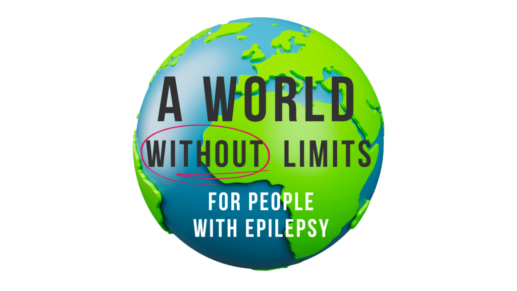 Globe containing slogan - A world without limits for people with epilepsy