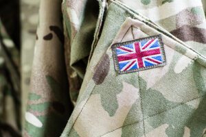 Union jack on armed forces jacket sleeve