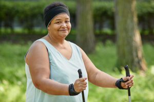 Woman outside walking and keeping active