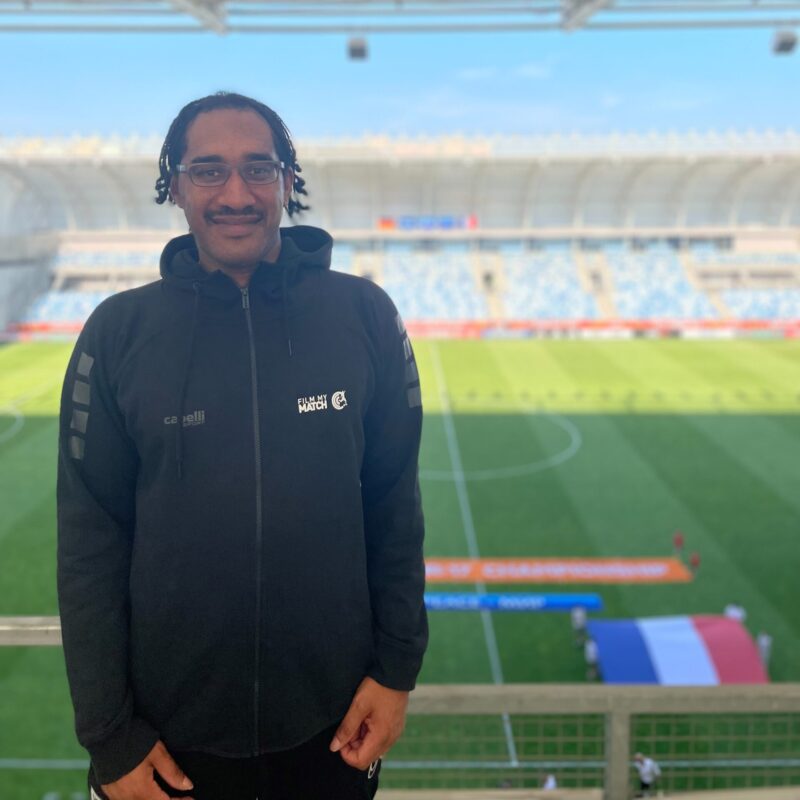 Picture of Daniel Bedeau at a football stadium