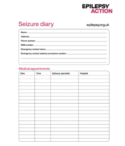 Screen shot of Epilepsy Action seizure diary