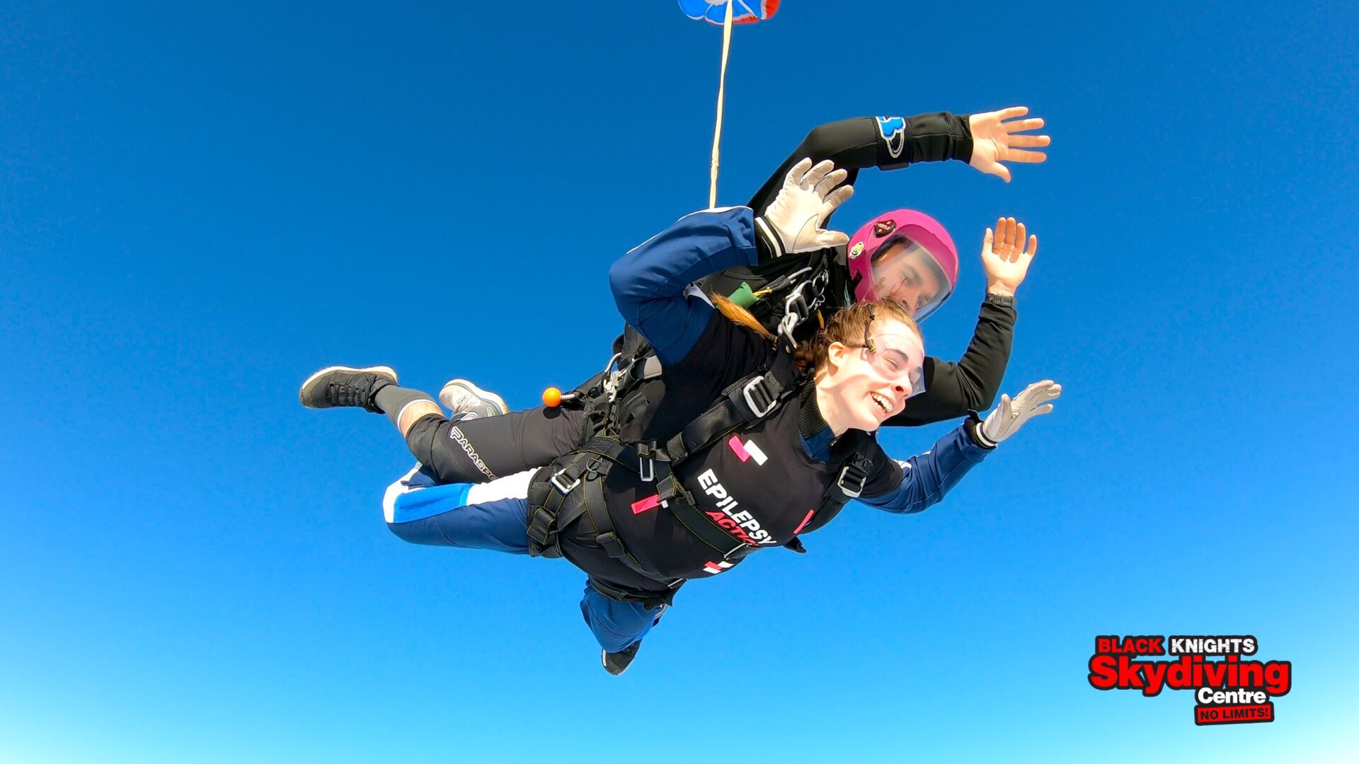 Person skydiving for epilepsy action