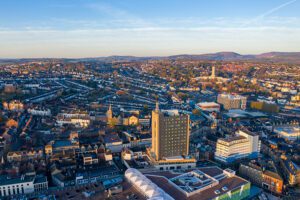 Aerial view of Newport City, South Wales