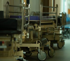 hospital beds in corridor