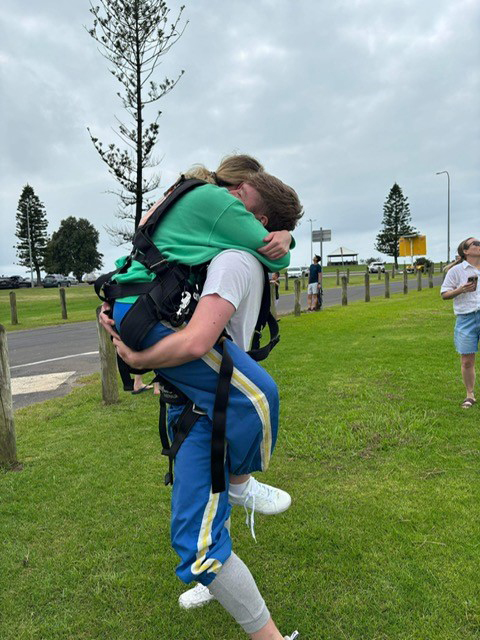 Megan and Corey after their skydive in Australia